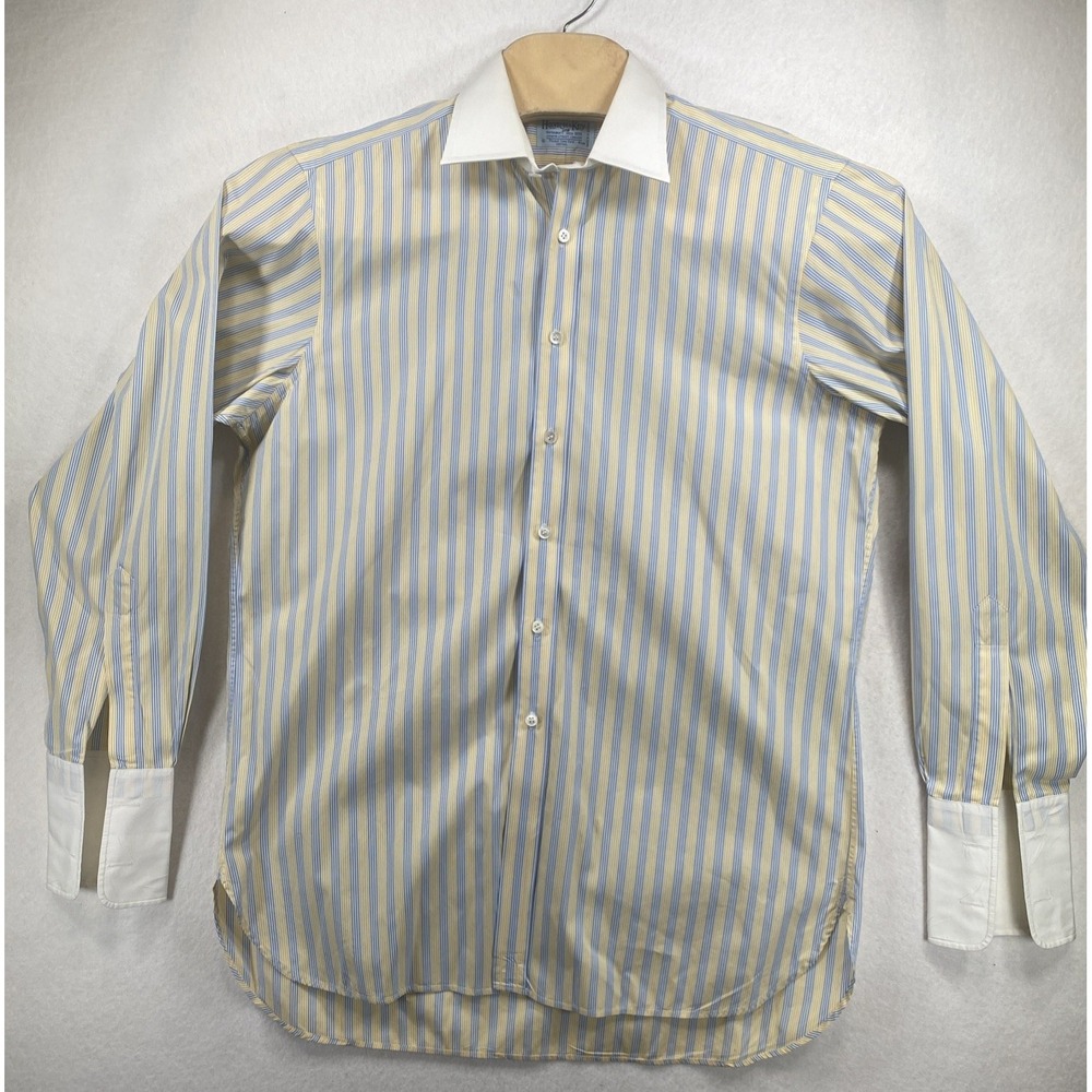 Vintage Hilditch & Key Shirt Men 16 Dress Formal Button Up French Cuff  C83